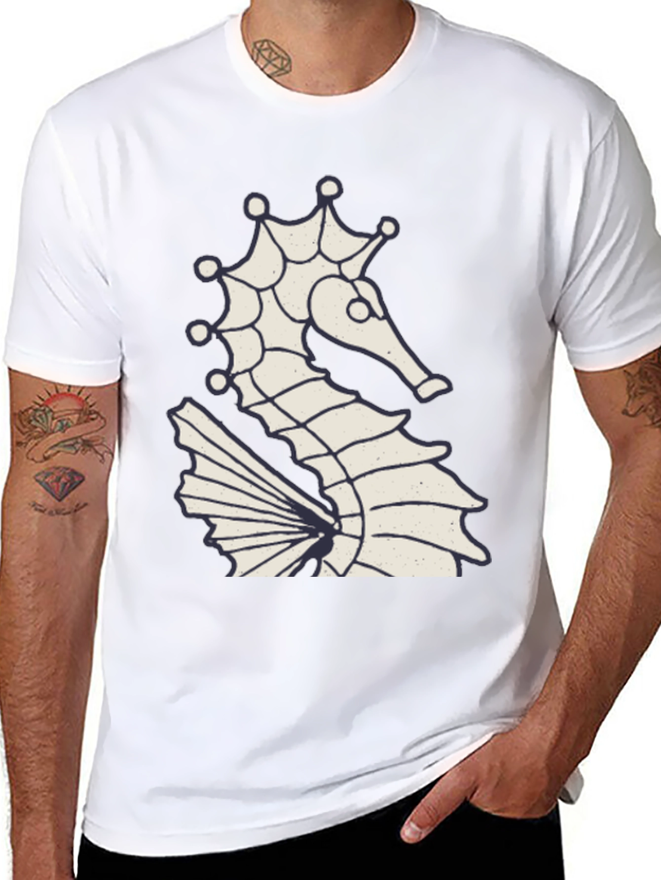 Seahorse Graphic Tee - Black Cotton Blend