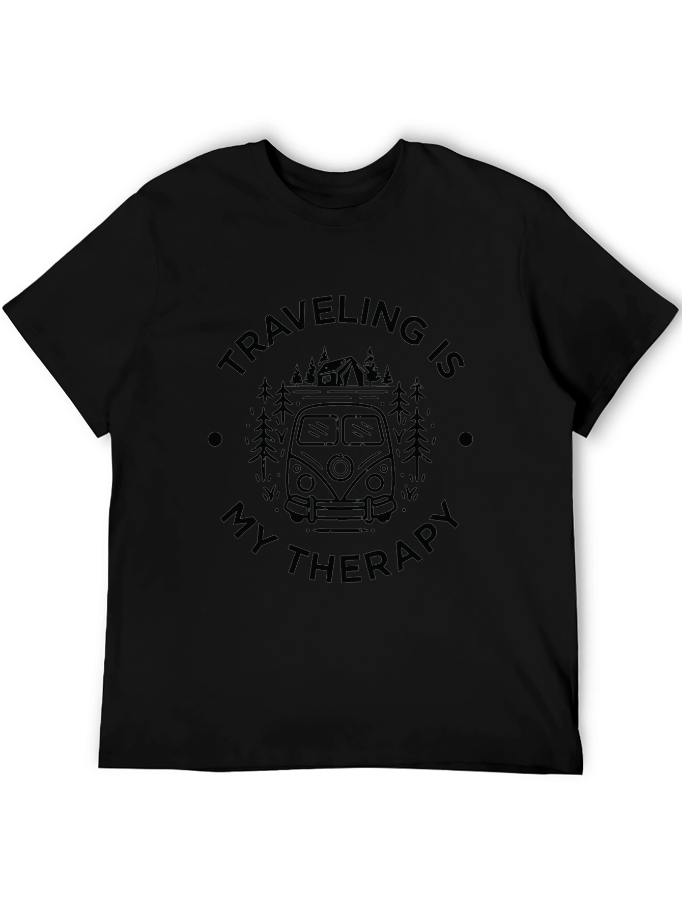 Traveling is My Therapy - Black Graphic Tee
