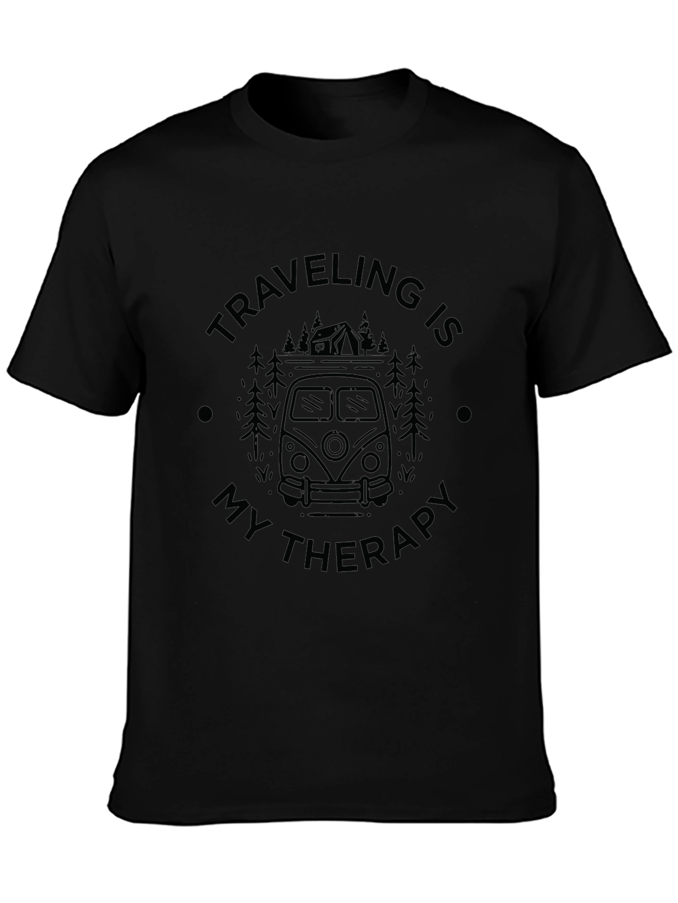 Traveling is My Therapy - Black Graphic Tee