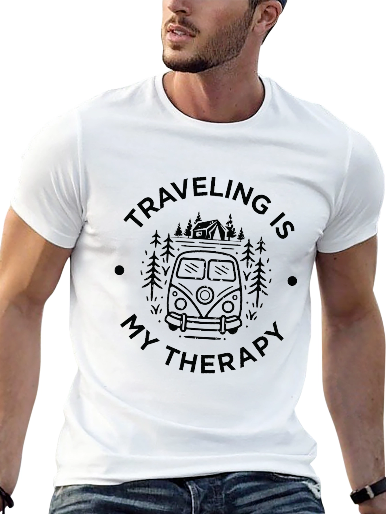Traveling is My Therapy - Black Graphic Tee