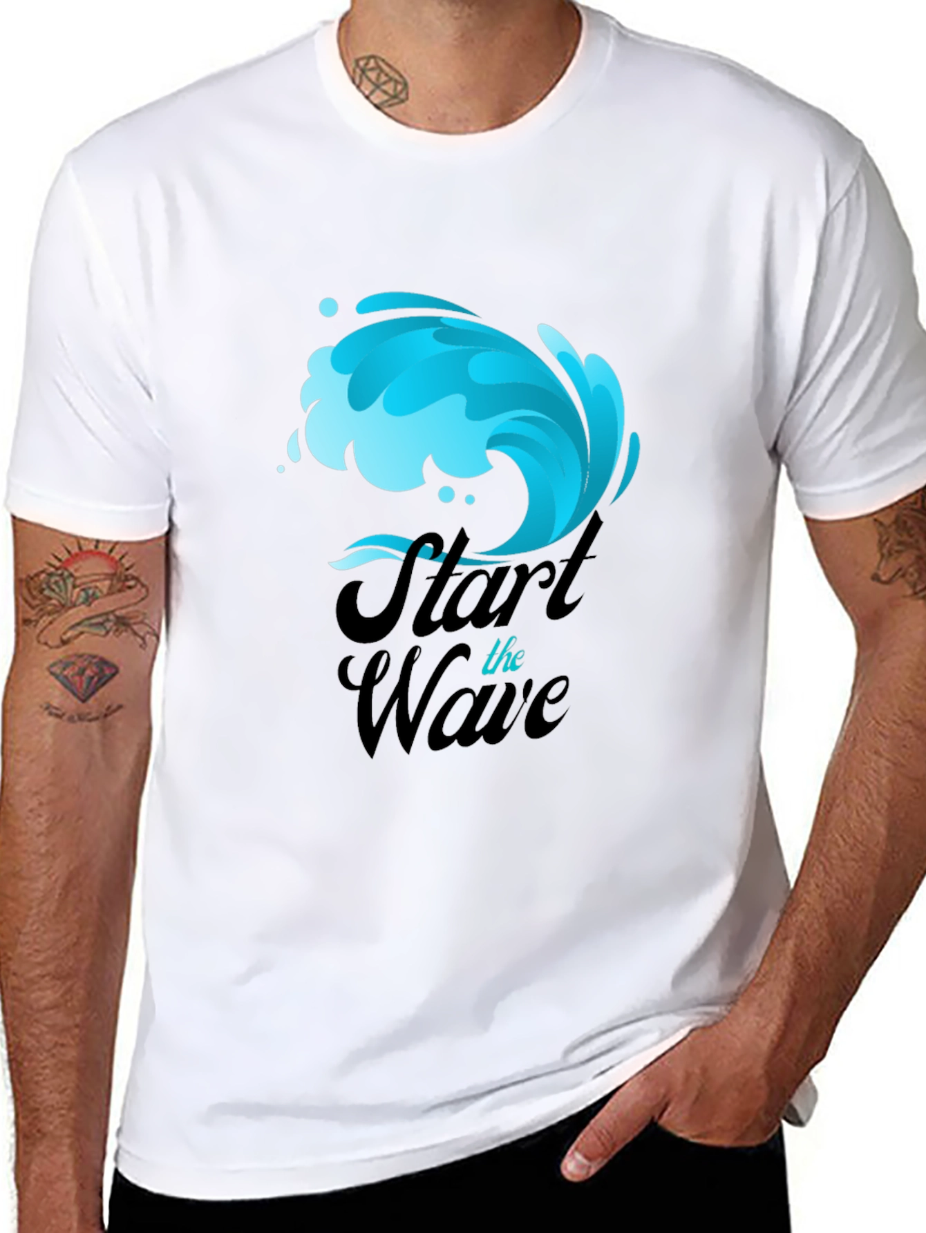 Start the Wave Graphic Print Black T-Shirt