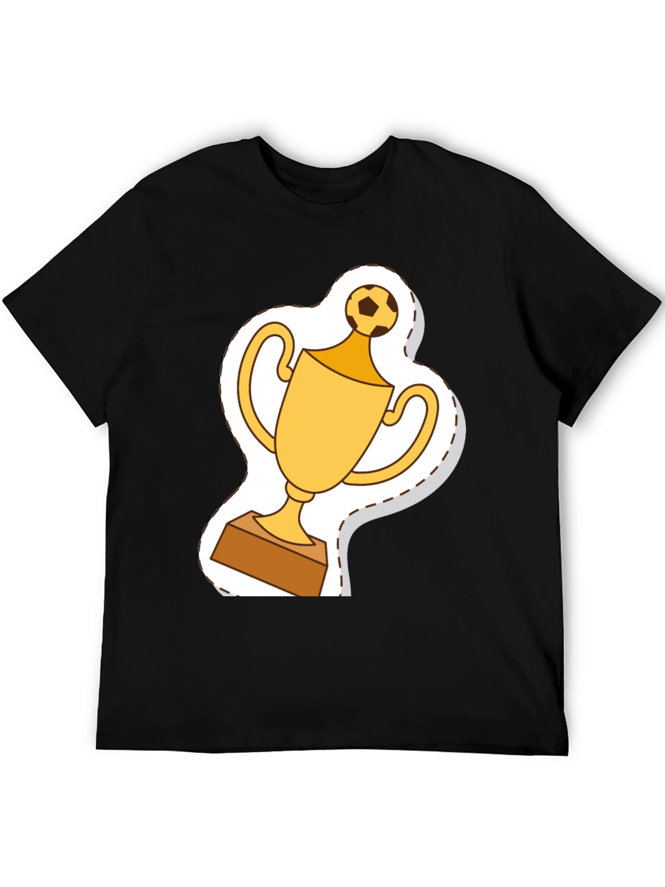 Soccer Trophy Graphic Tee - Black Cotton T-Shirt