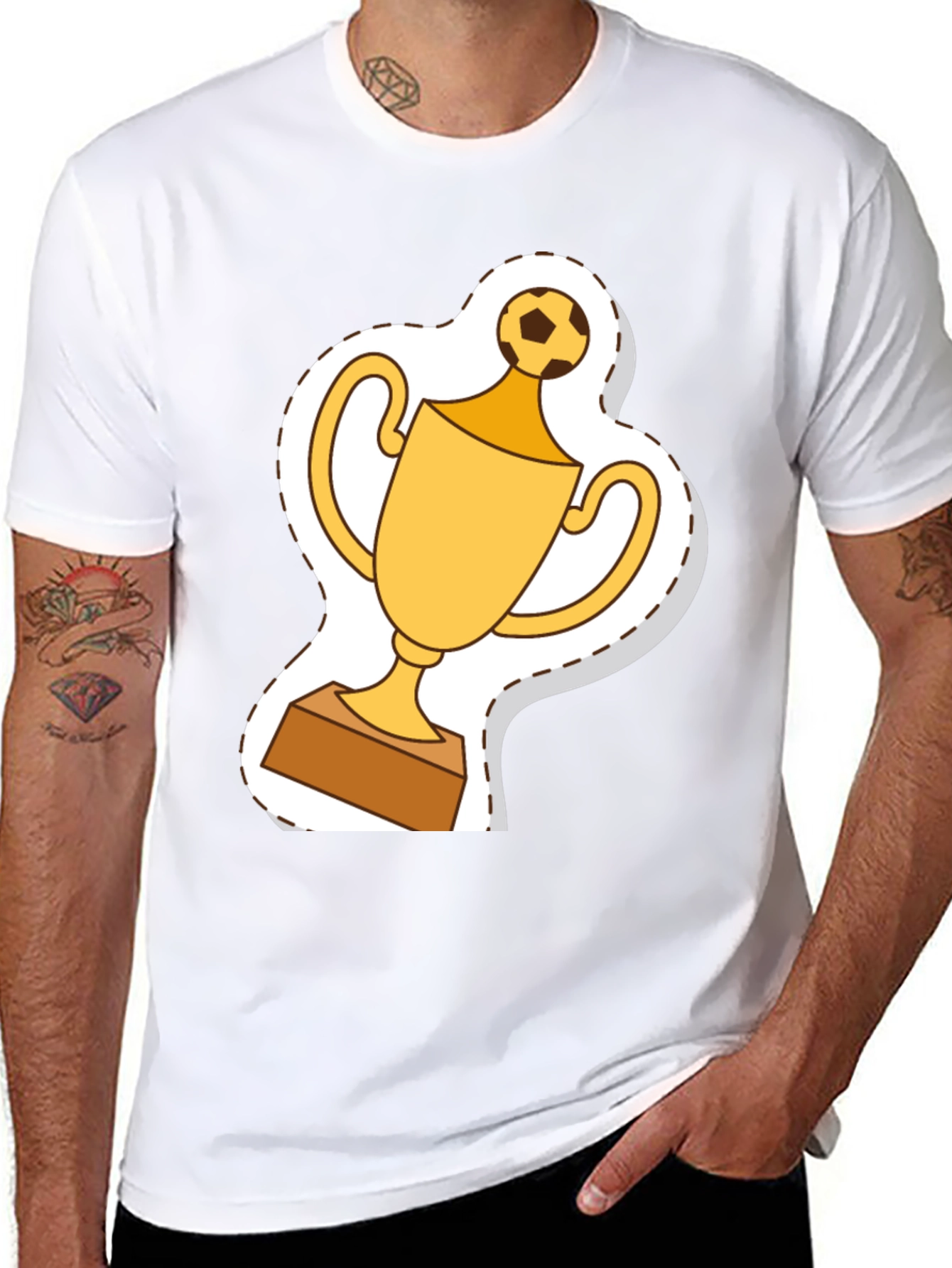 Soccer Trophy Graphic Tee - Black Cotton T-Shirt
