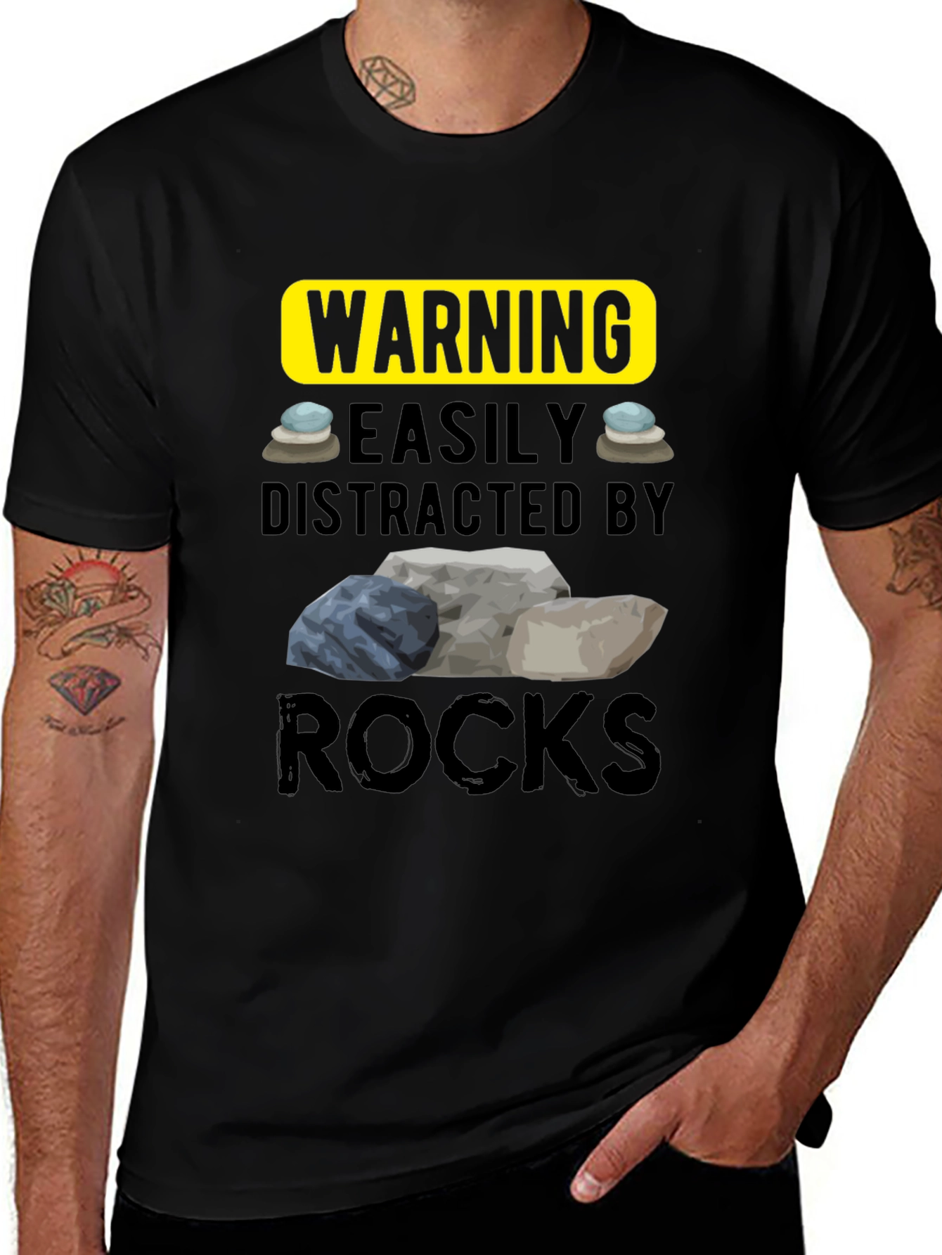 Warning Easily Distracted by Rocks T-Shirt