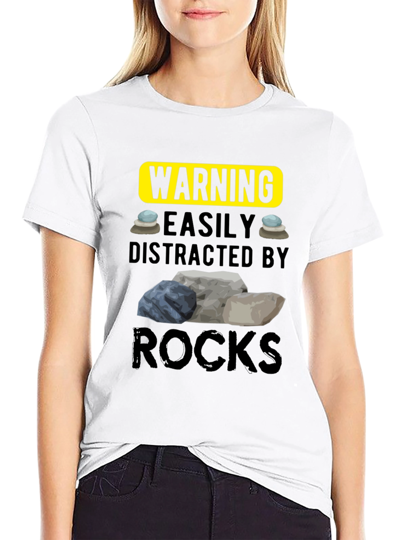 Warning Easily Distracted by Rocks T-Shirt