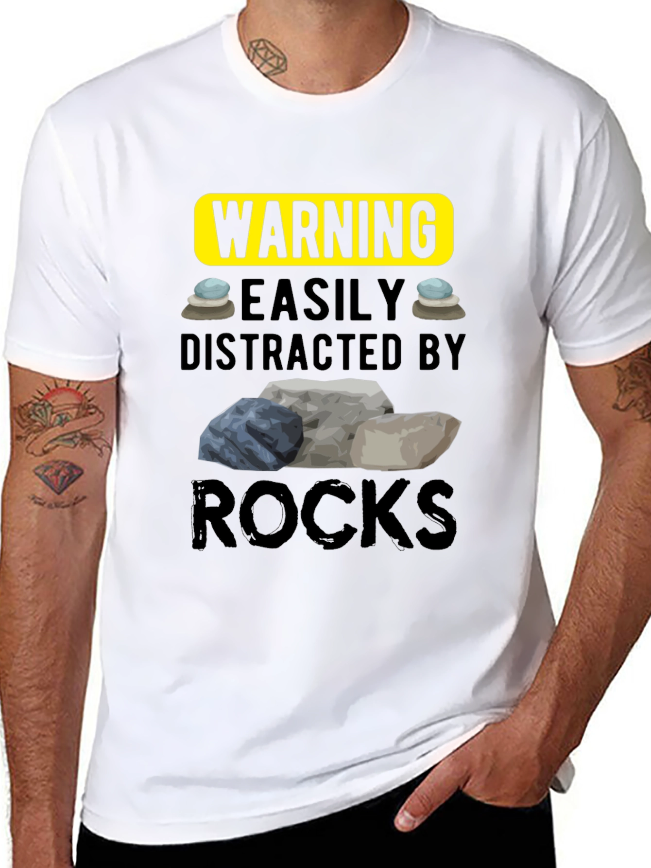 Warning Easily Distracted by Rocks T-Shirt