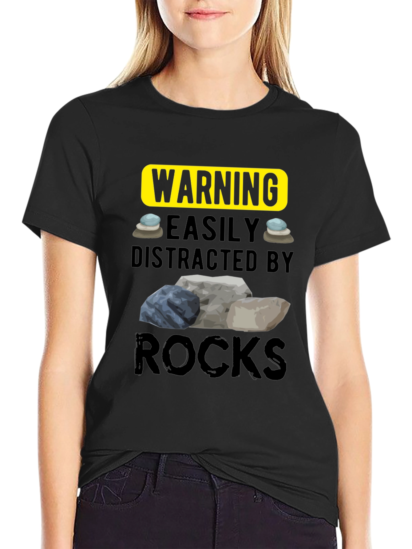 Warning Easily Distracted by Rocks T-Shirt