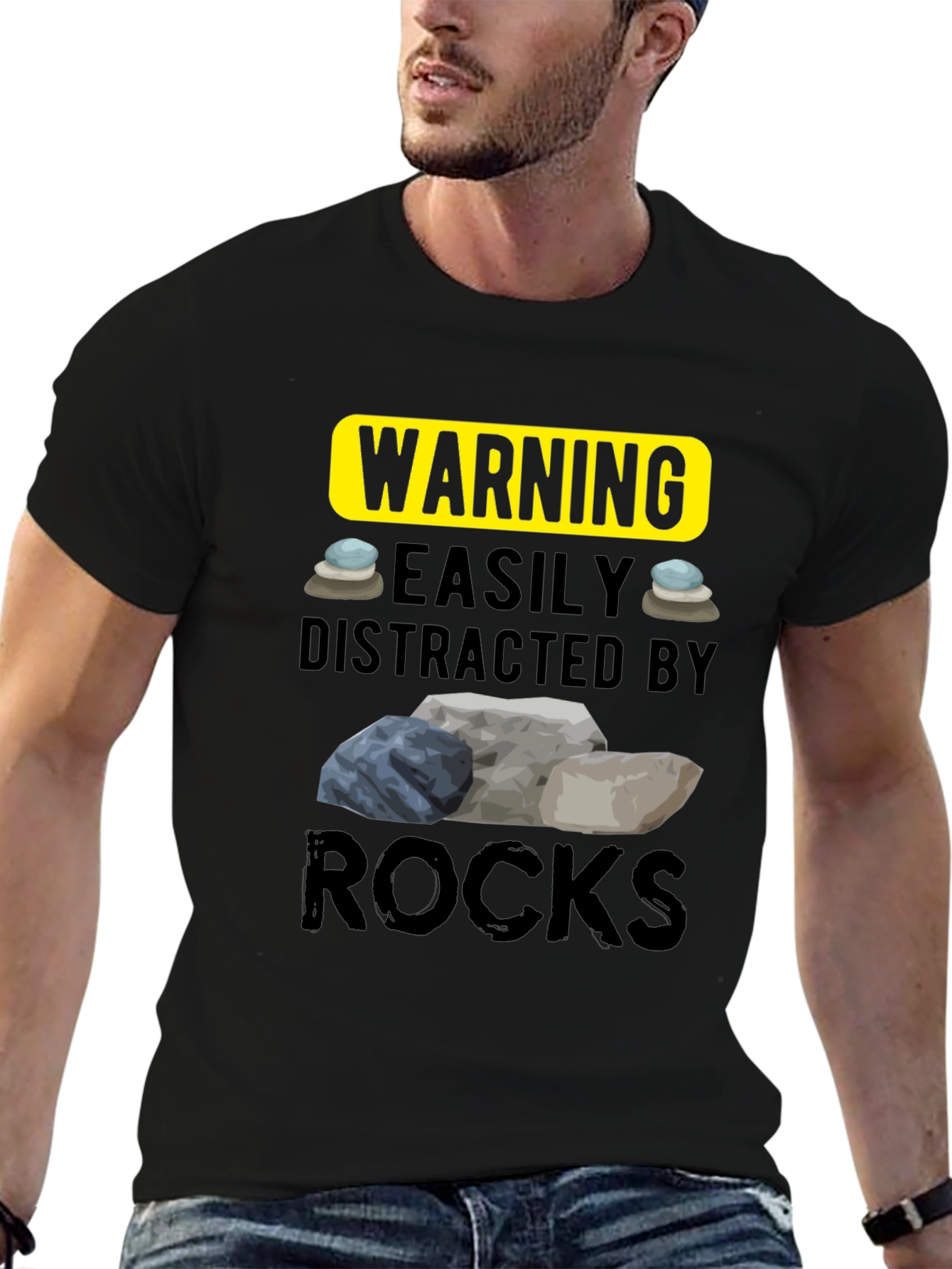 Warning Easily Distracted by Rocks T-Shirt