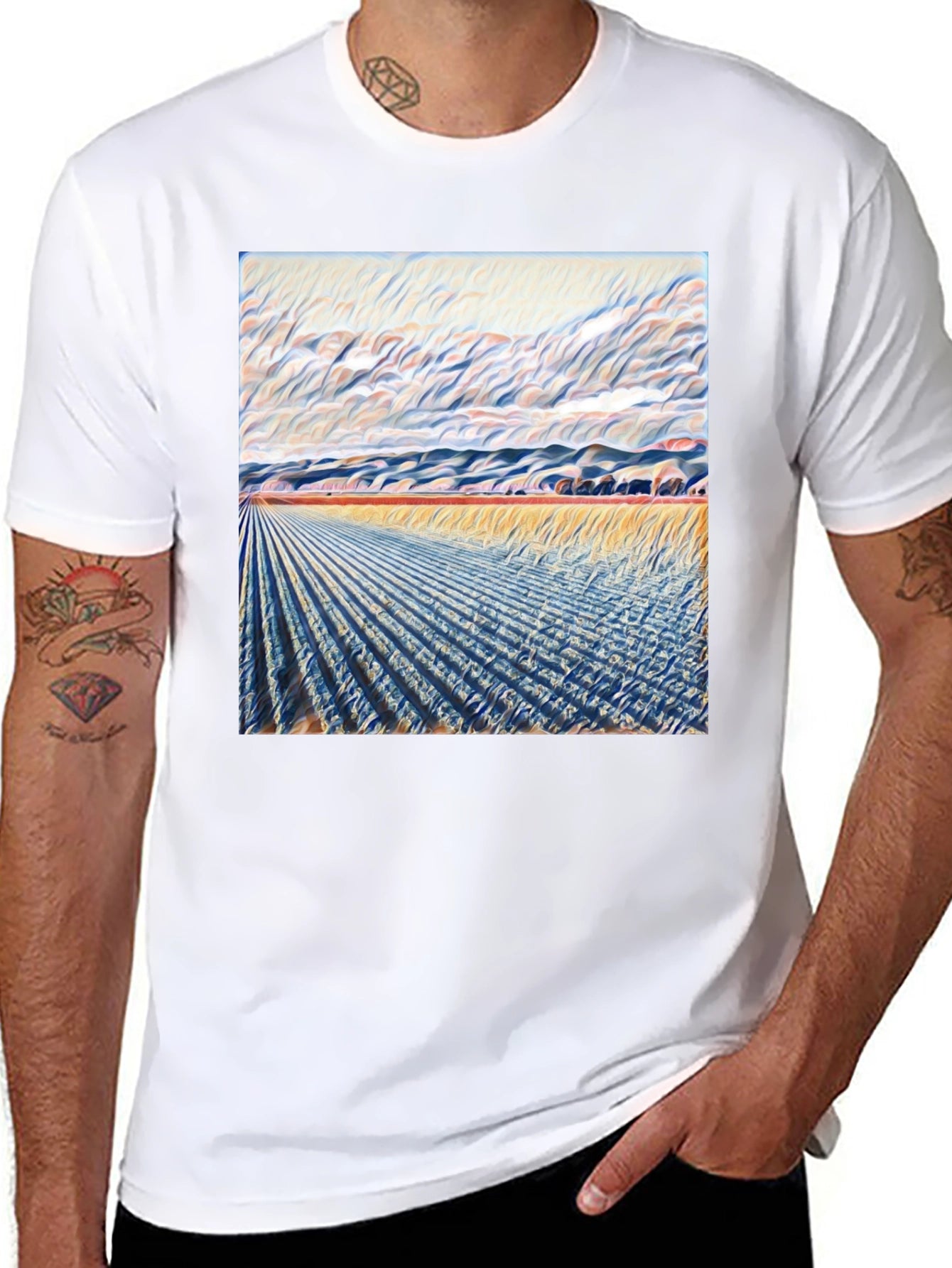 Abstract Field Art T-Shirt - Stylish Graphic Tee