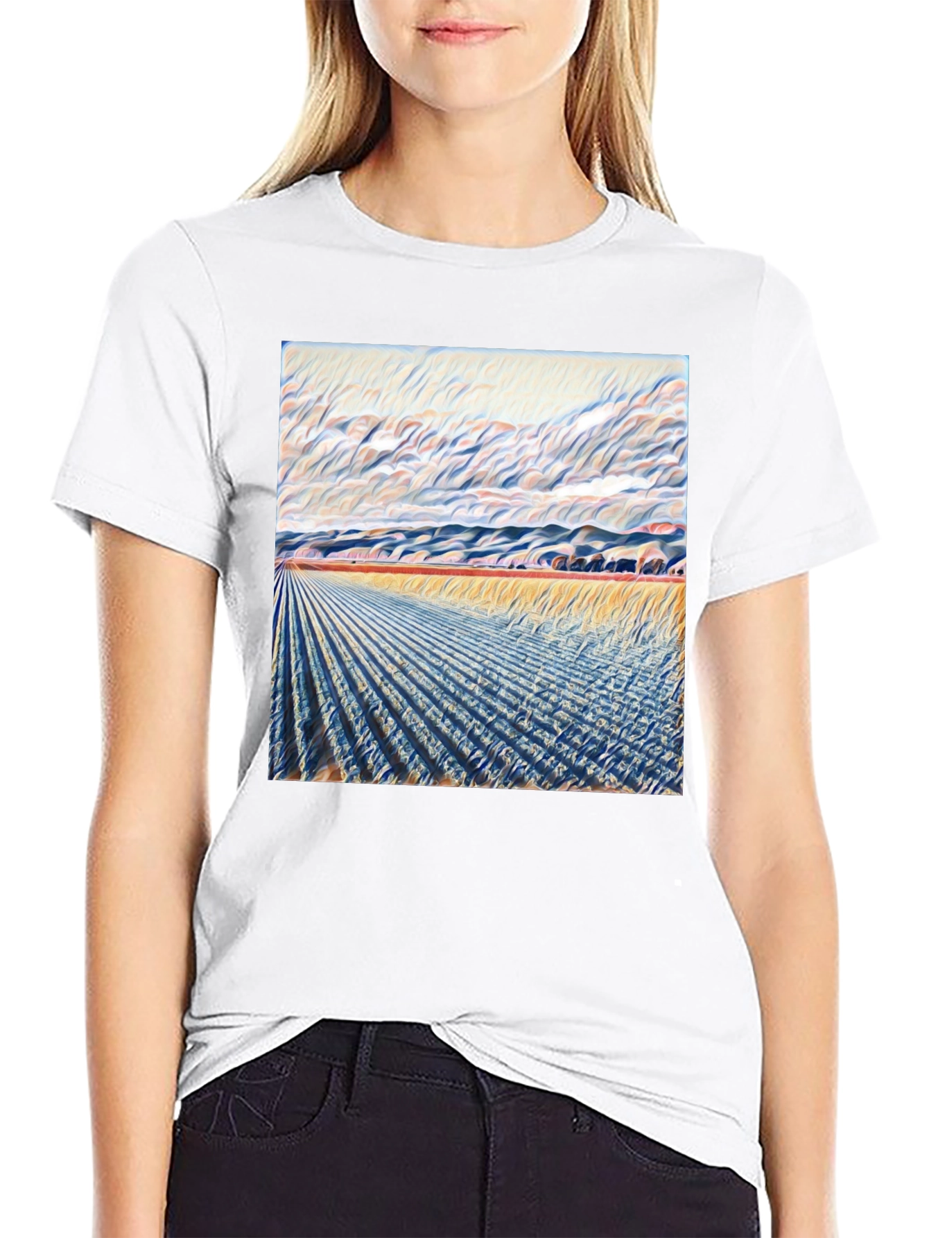 Abstract Field Art T-Shirt - Stylish Graphic Tee