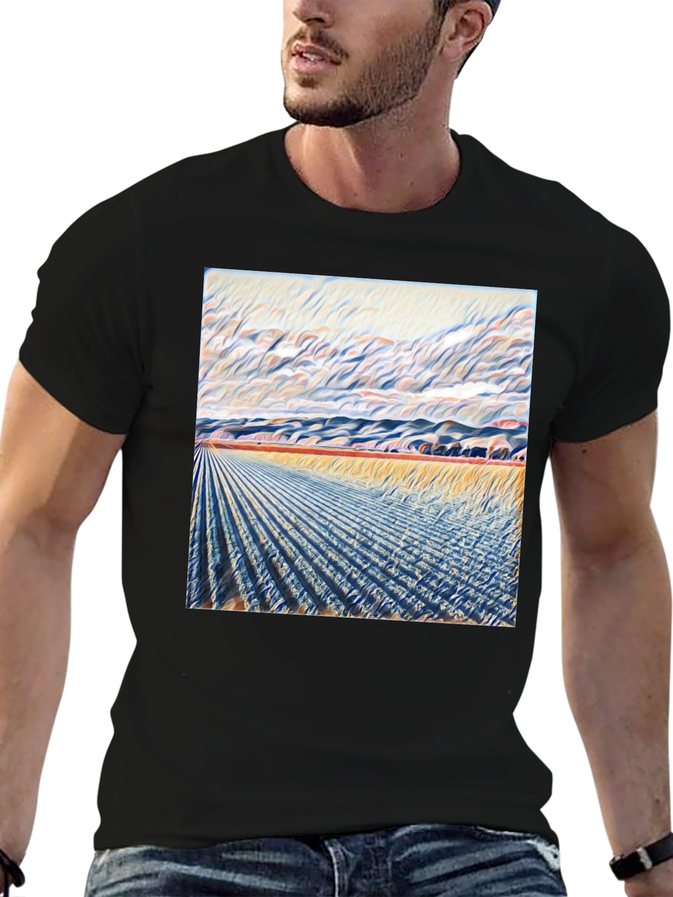 Abstract Field Art T-Shirt - Stylish Graphic Tee