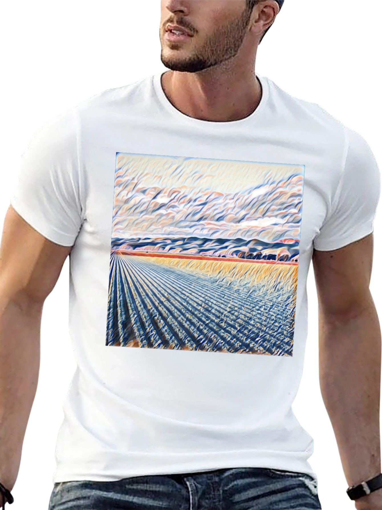 Abstract Field Art T-Shirt - Stylish Graphic Tee