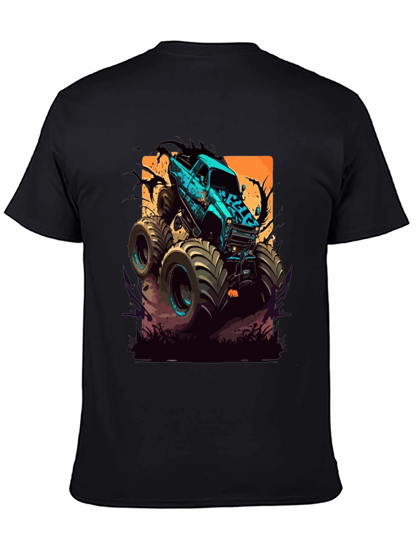Monster Truck Graphic Tee - Black Cotton Blend