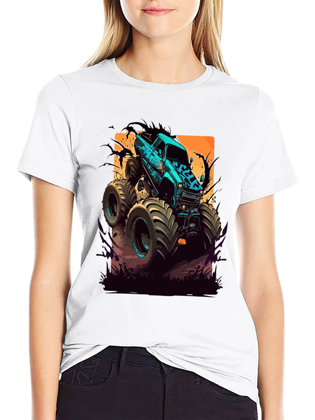 Monster Truck Graphic Tee - Black Cotton Blend