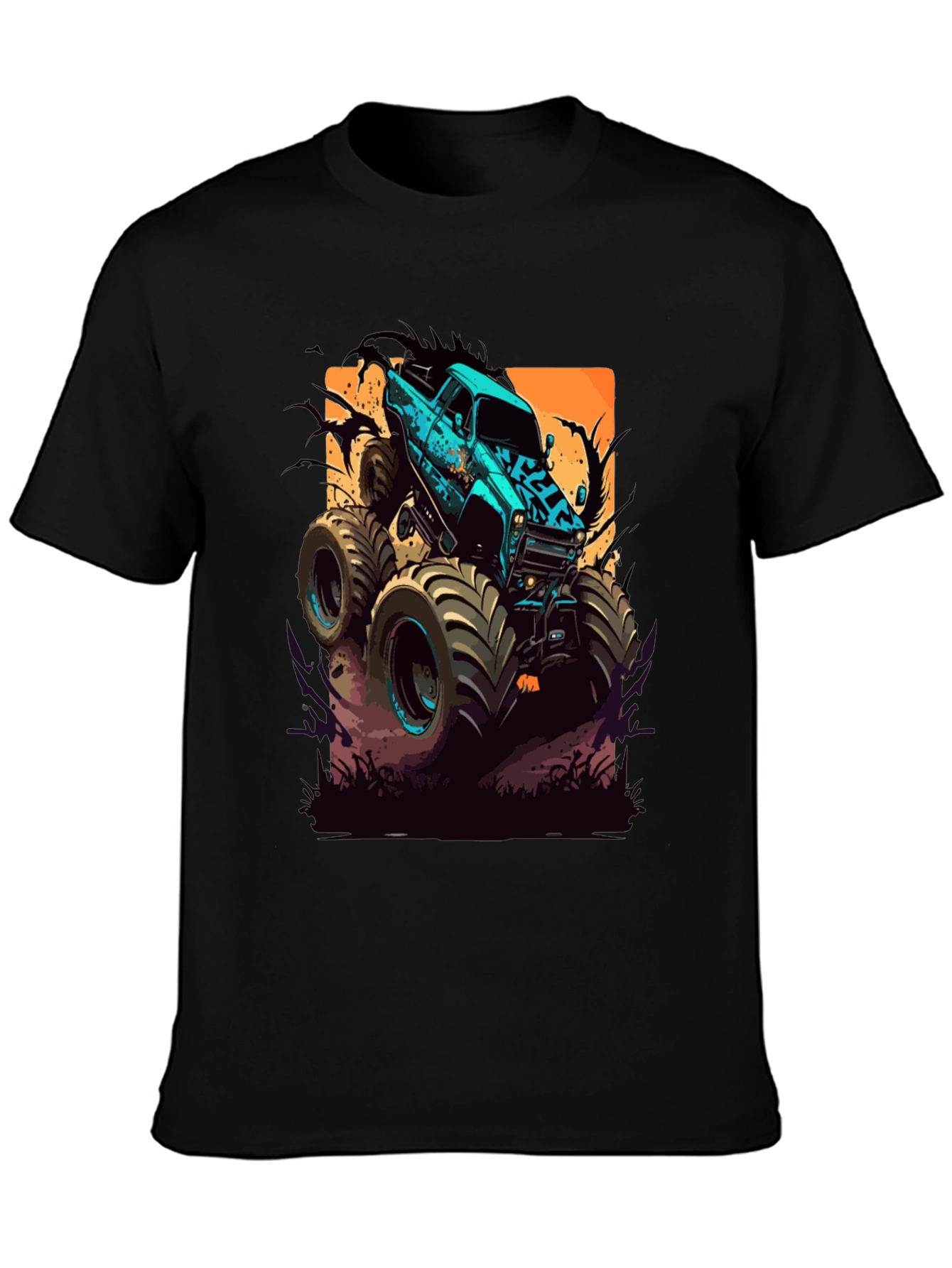 Monster Truck Graphic Tee - Black Cotton Blend