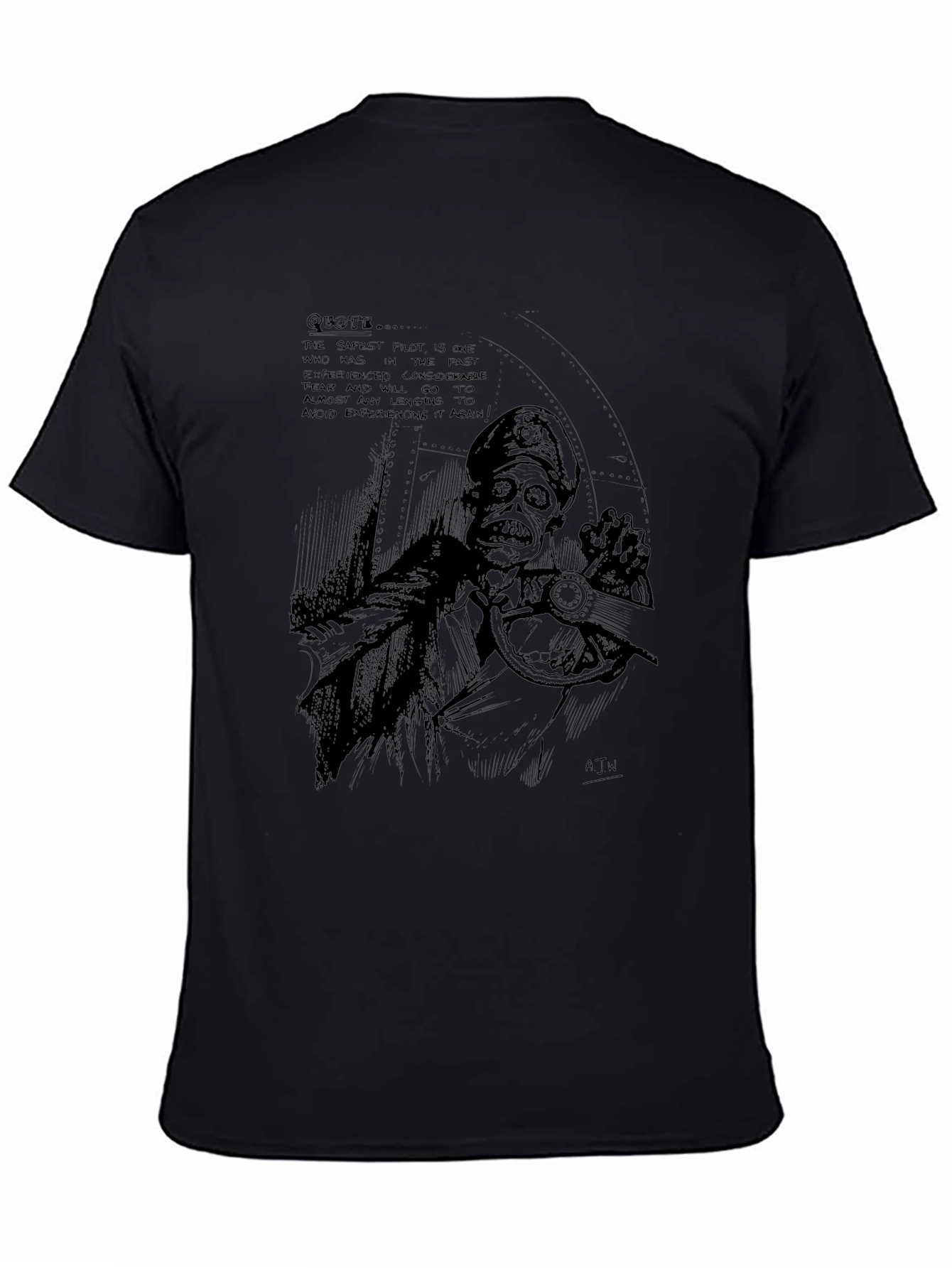 Pilot Fear Quote T-Shirt - Black Graphic Tee