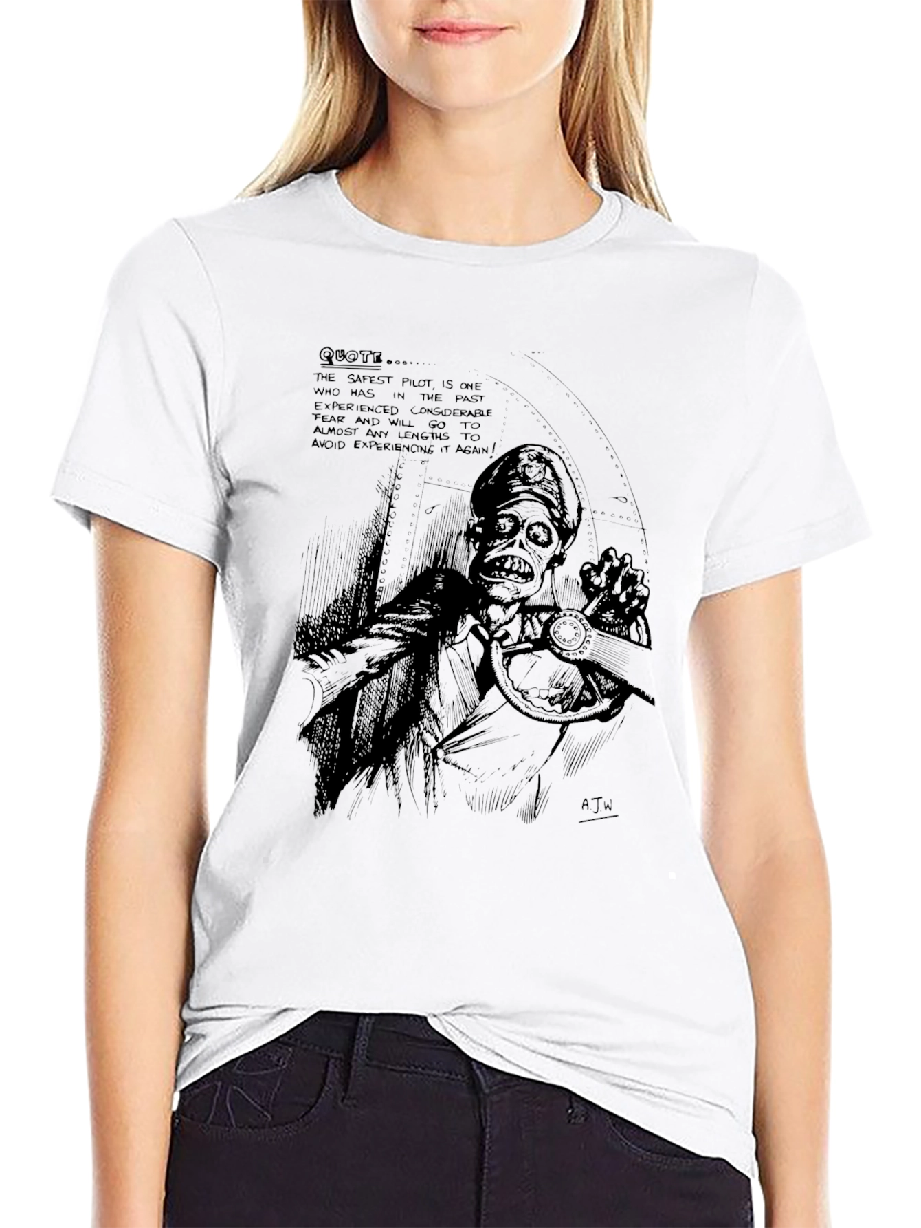Pilot Fear Quote T-Shirt - Black Graphic Tee