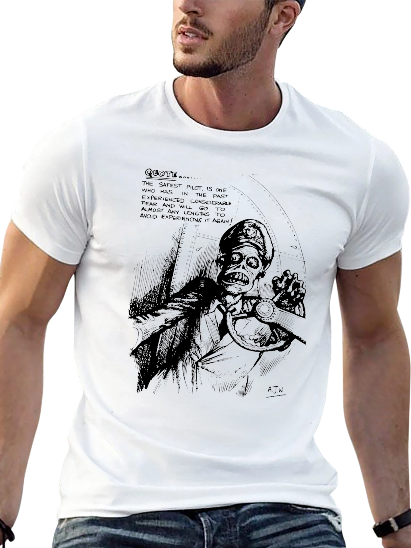 Pilot Fear Quote T-Shirt - Black Graphic Tee