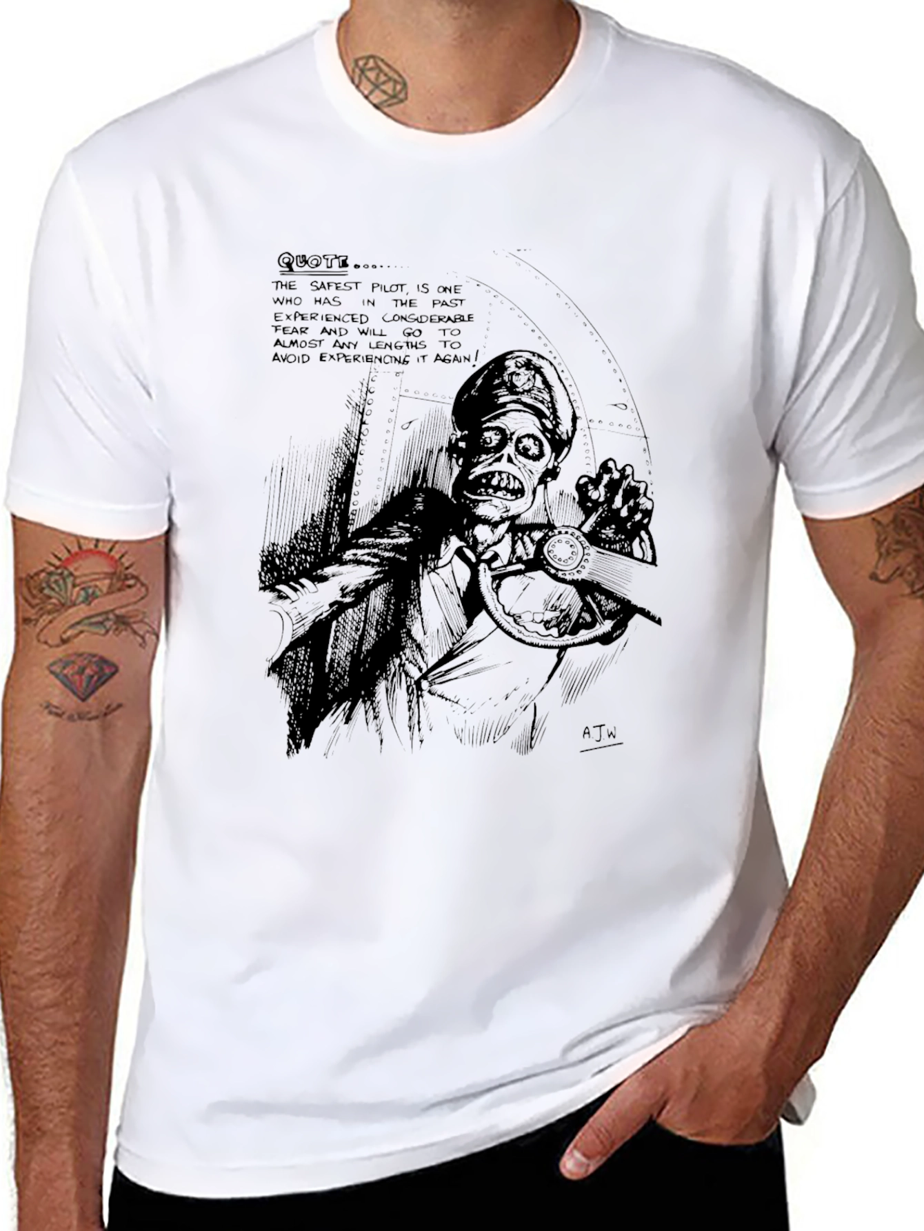 Pilot Fear Quote T-Shirt - Black Graphic Tee