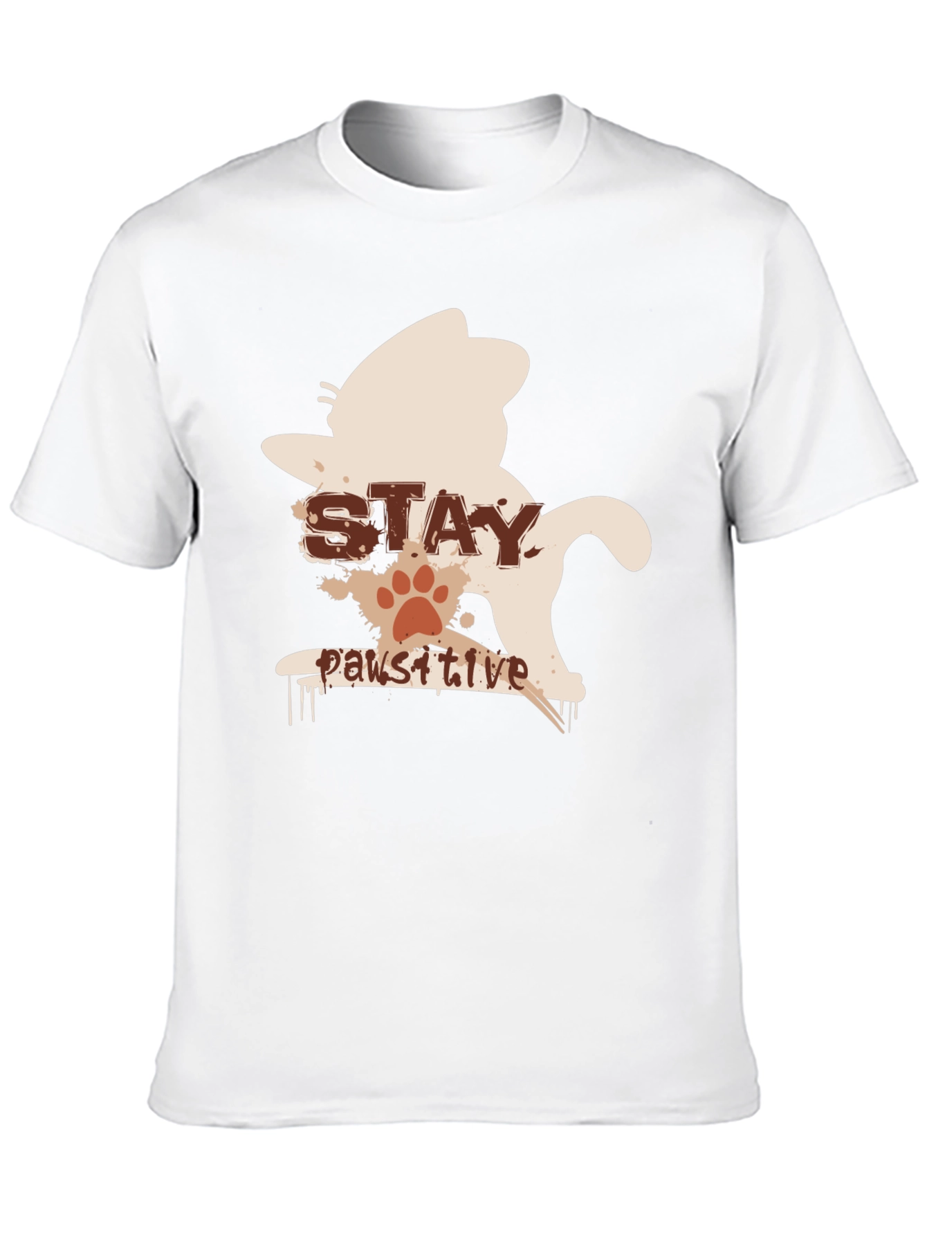 Stay Pawsitive Cat T-Shirt - Black