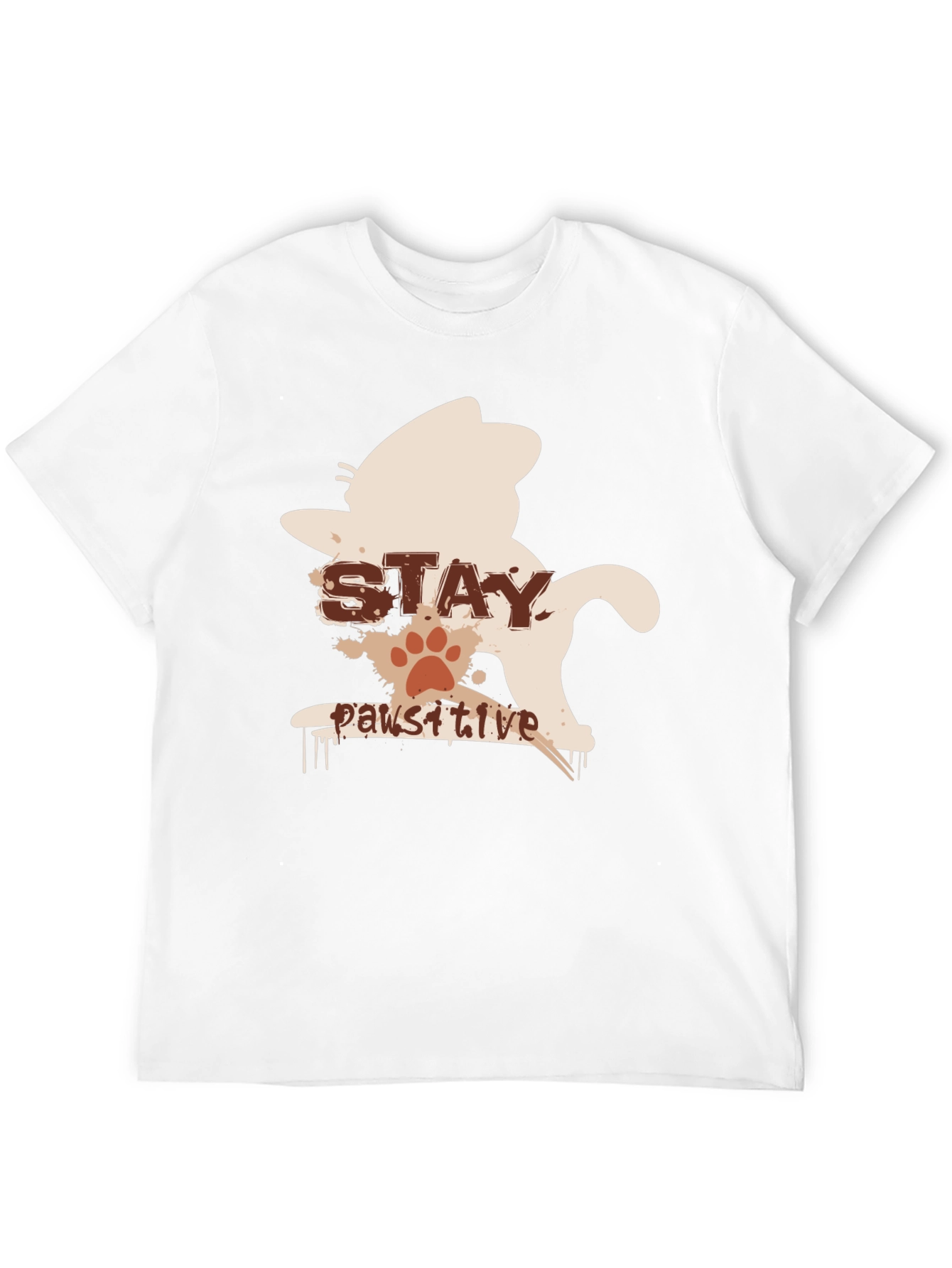 Stay Pawsitive Cat T-Shirt - Black