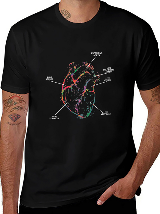Anatomical Heart Graphic T-Shirt - Black