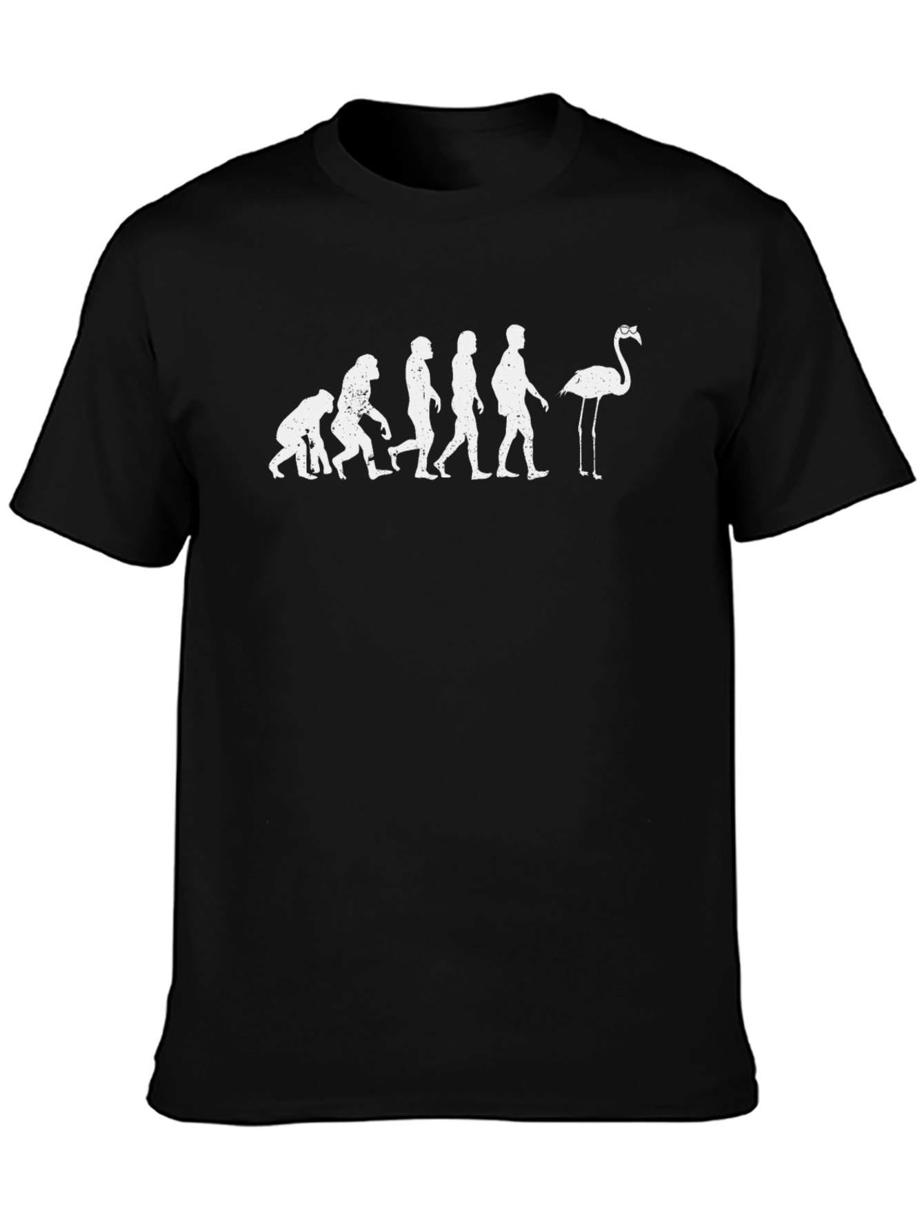 Evolution of Man to Flamingo Black T-Shirt