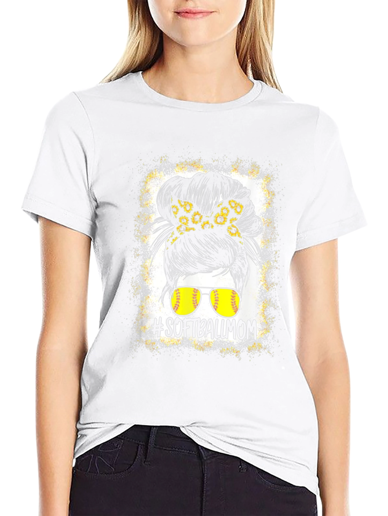 Softball Mom Messy Bun Graphic Tee