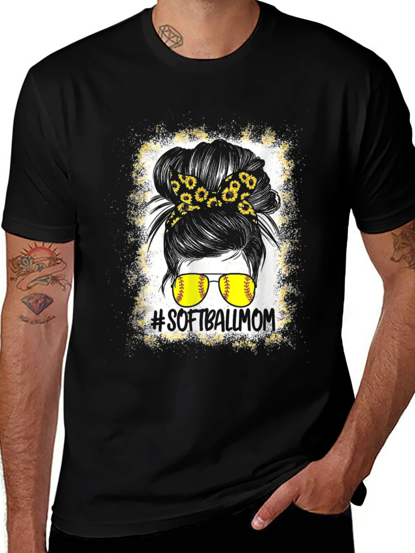 Softball Mom Messy Bun Graphic Tee