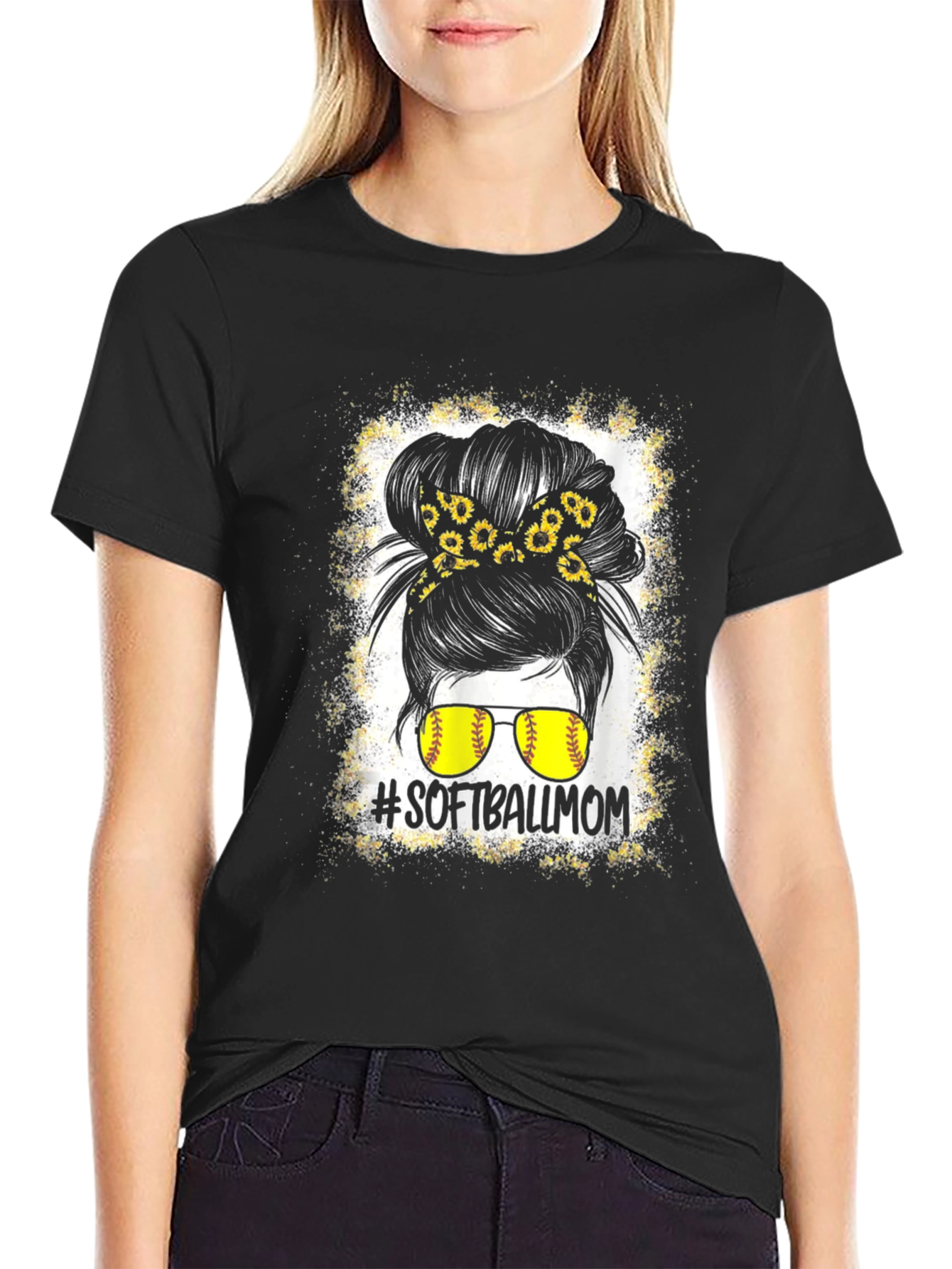 Softball Mom Messy Bun Graphic Tee