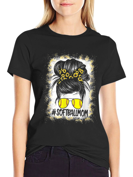 Softball Mom Messy Bun Graphic Tee