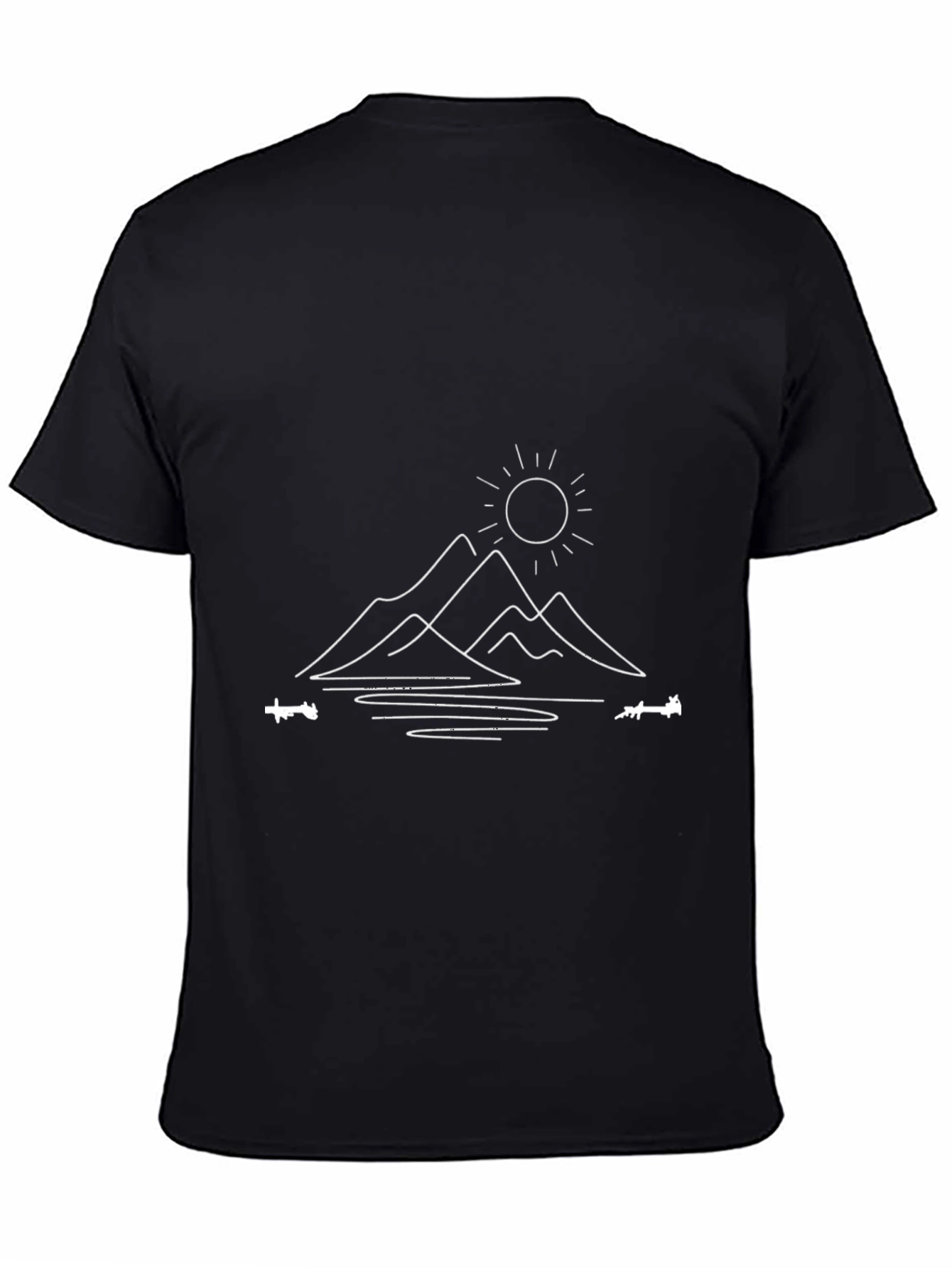 Minimalist Mountain Scene Black Tee