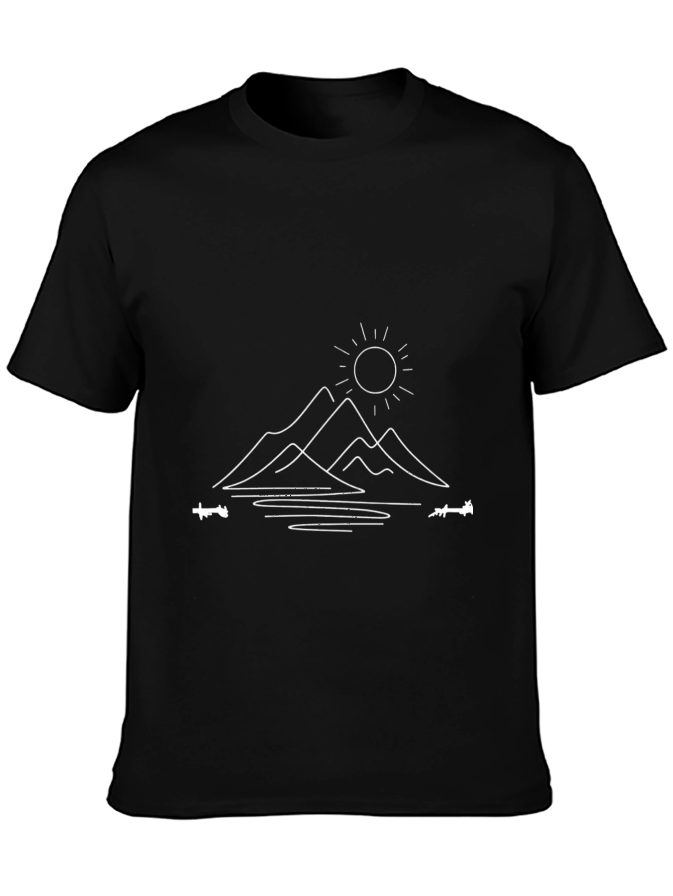 Minimalist Mountain Scene Black Tee