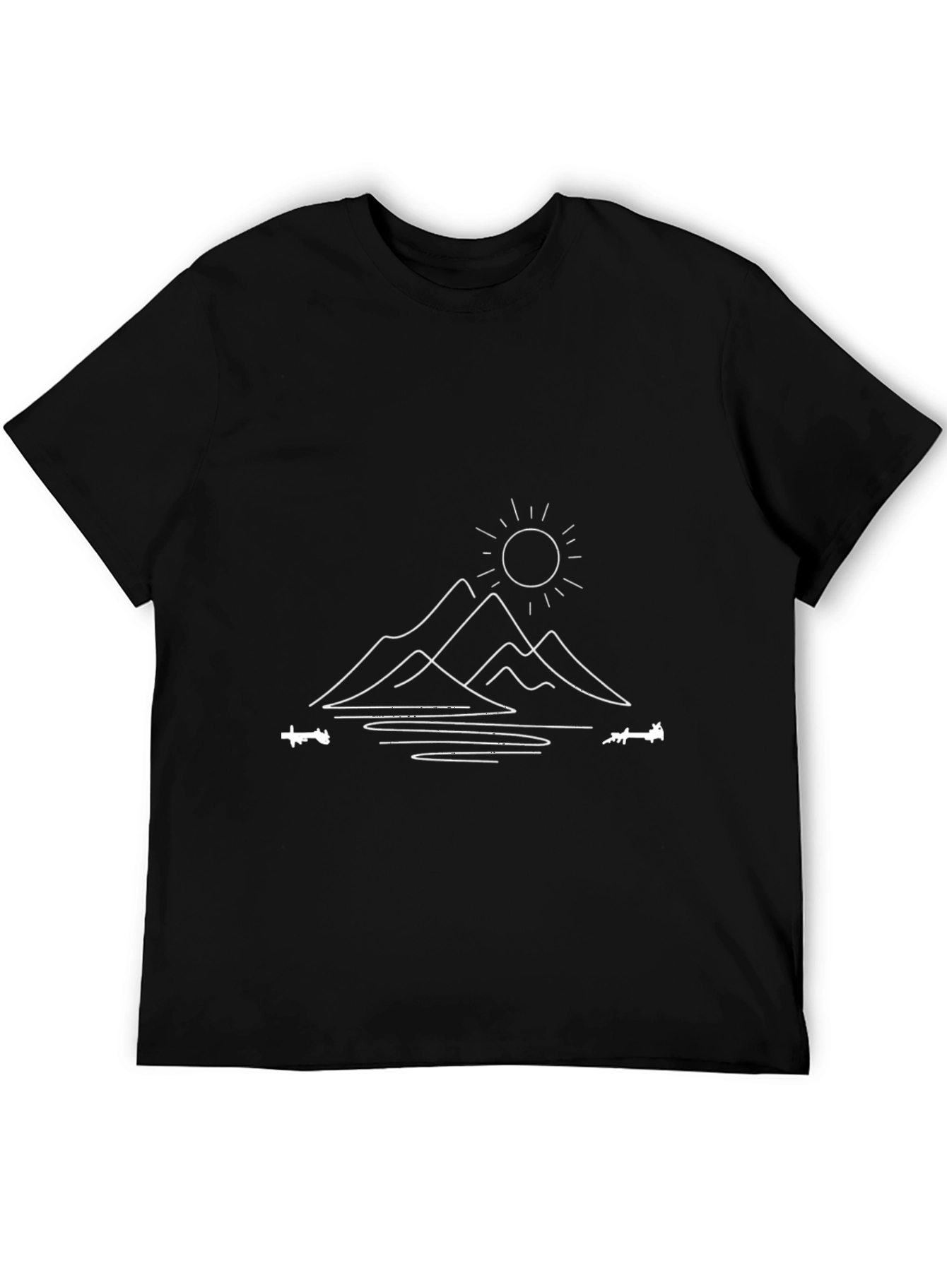 Minimalist Mountain Scene Black Tee