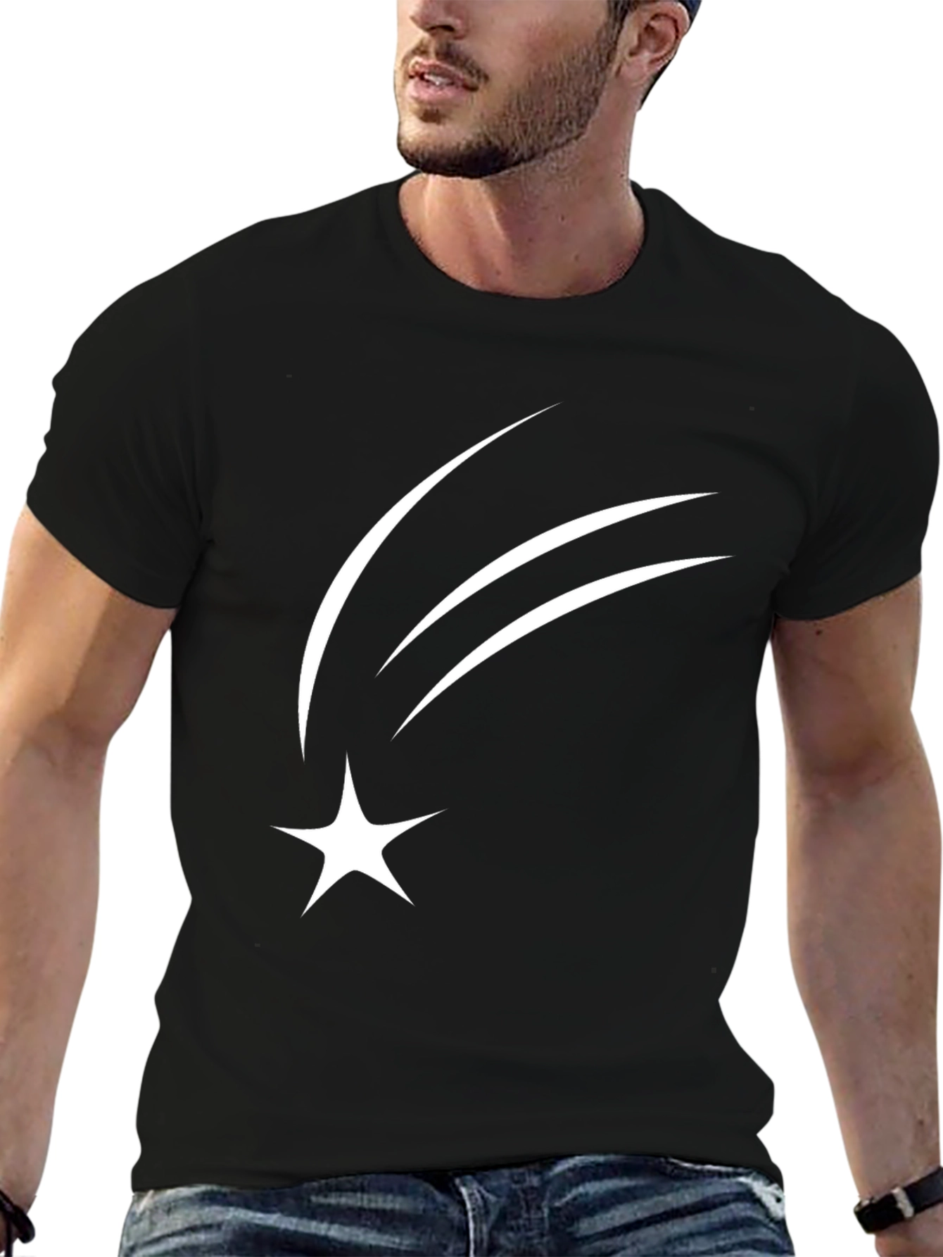 Stylish Black T-Shirt with Star Design