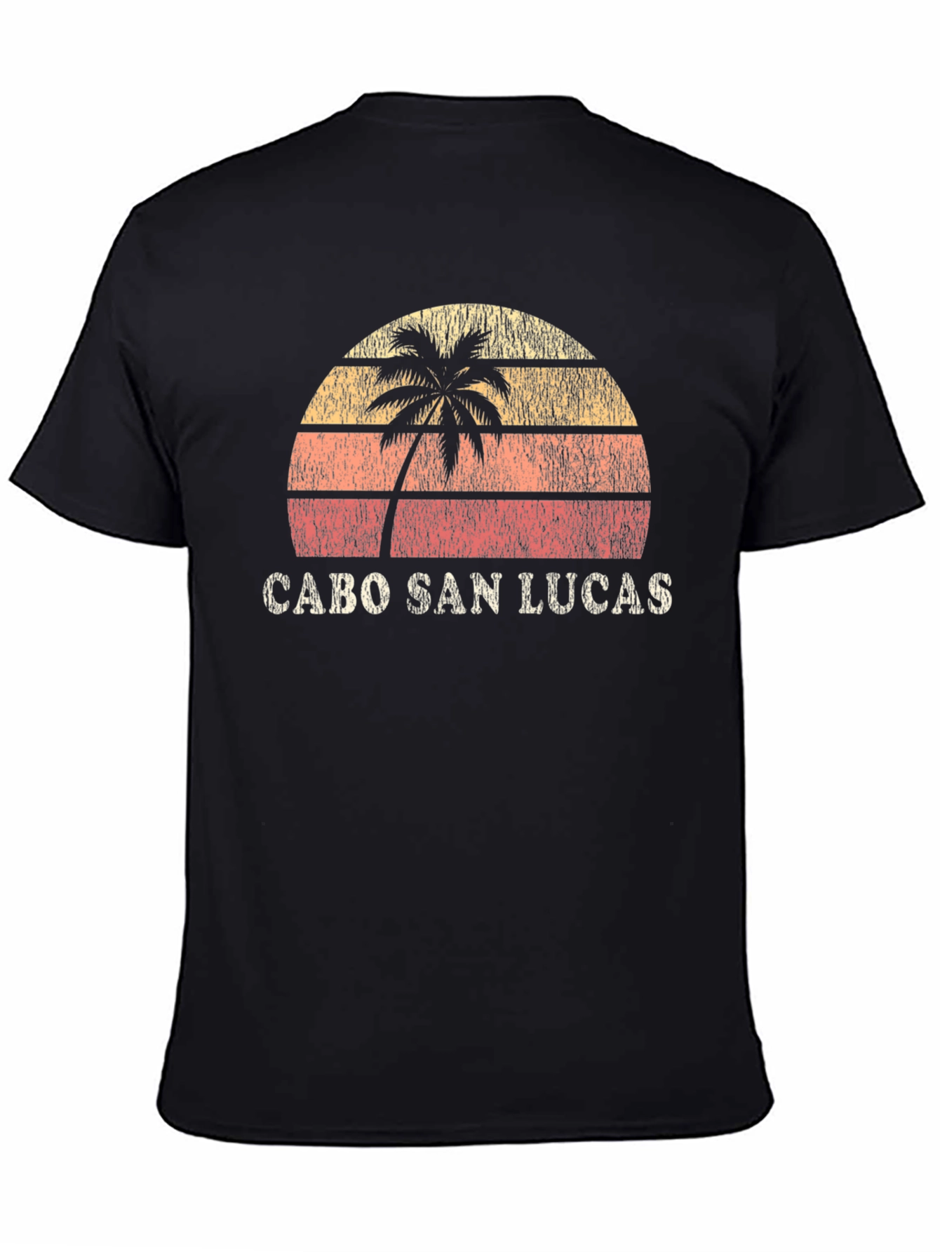 Cabo San Lucas Black Retro Sunset Palm T-Shirt