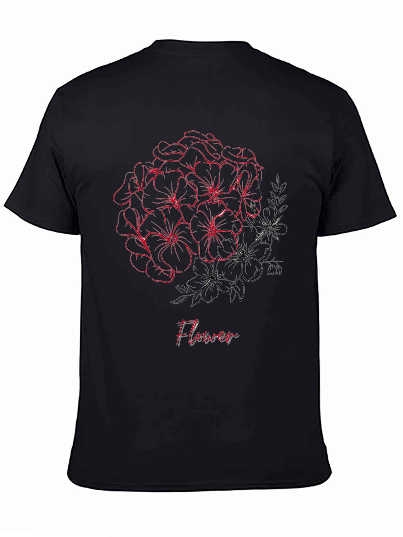 Floral Outline Tee - Stylish Graphic Print Shirt