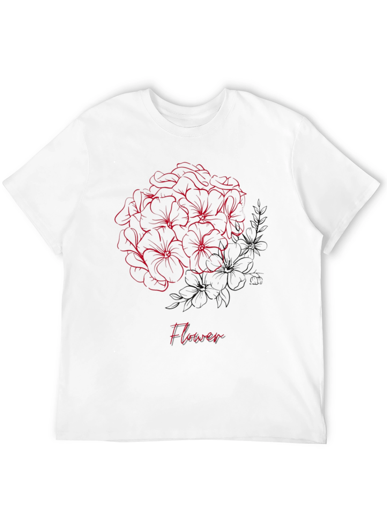 Floral Outline Tee - Stylish Graphic Print Shirt
