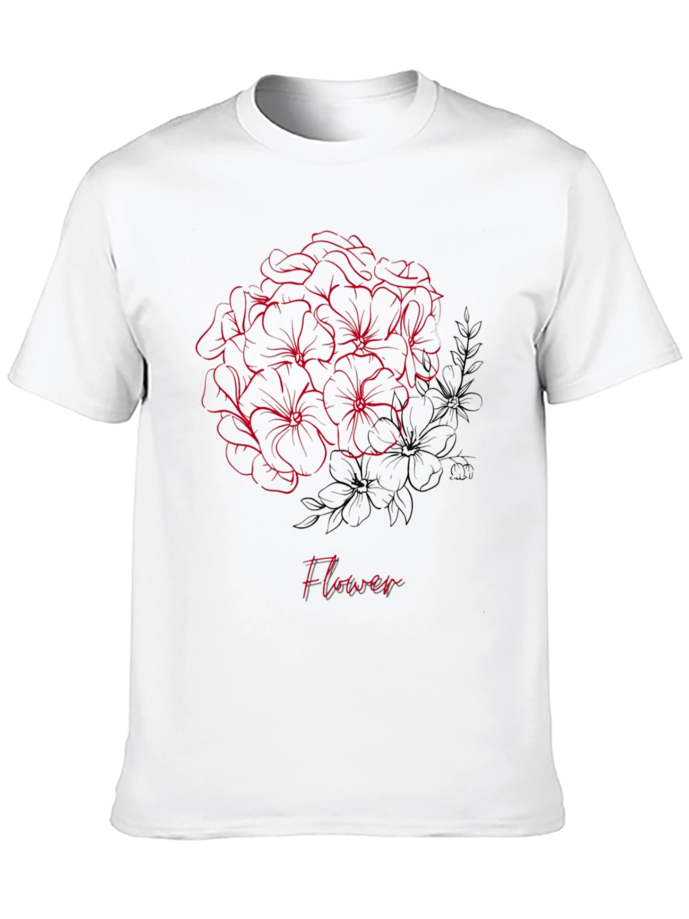 Floral Outline Tee - Stylish Graphic Print Shirt