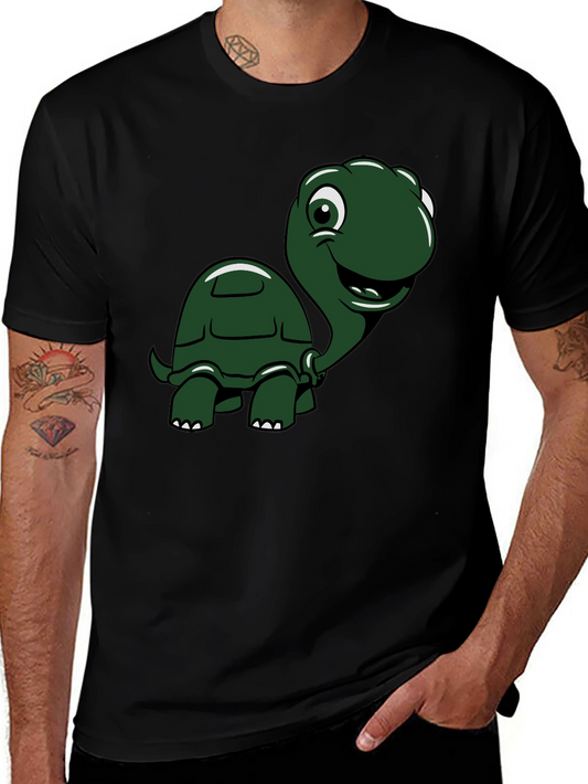 Cartoon Turtle Graphic T-Shirt - Black