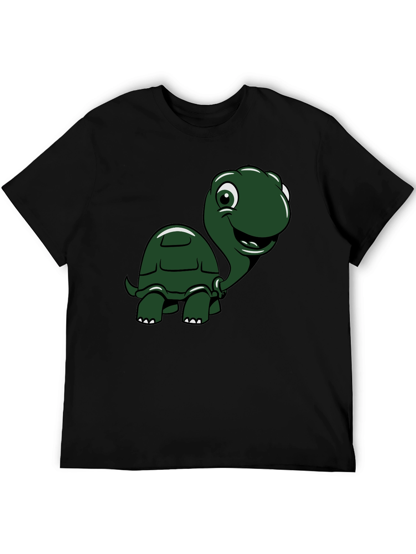 Cartoon Turtle Graphic T-Shirt - Black