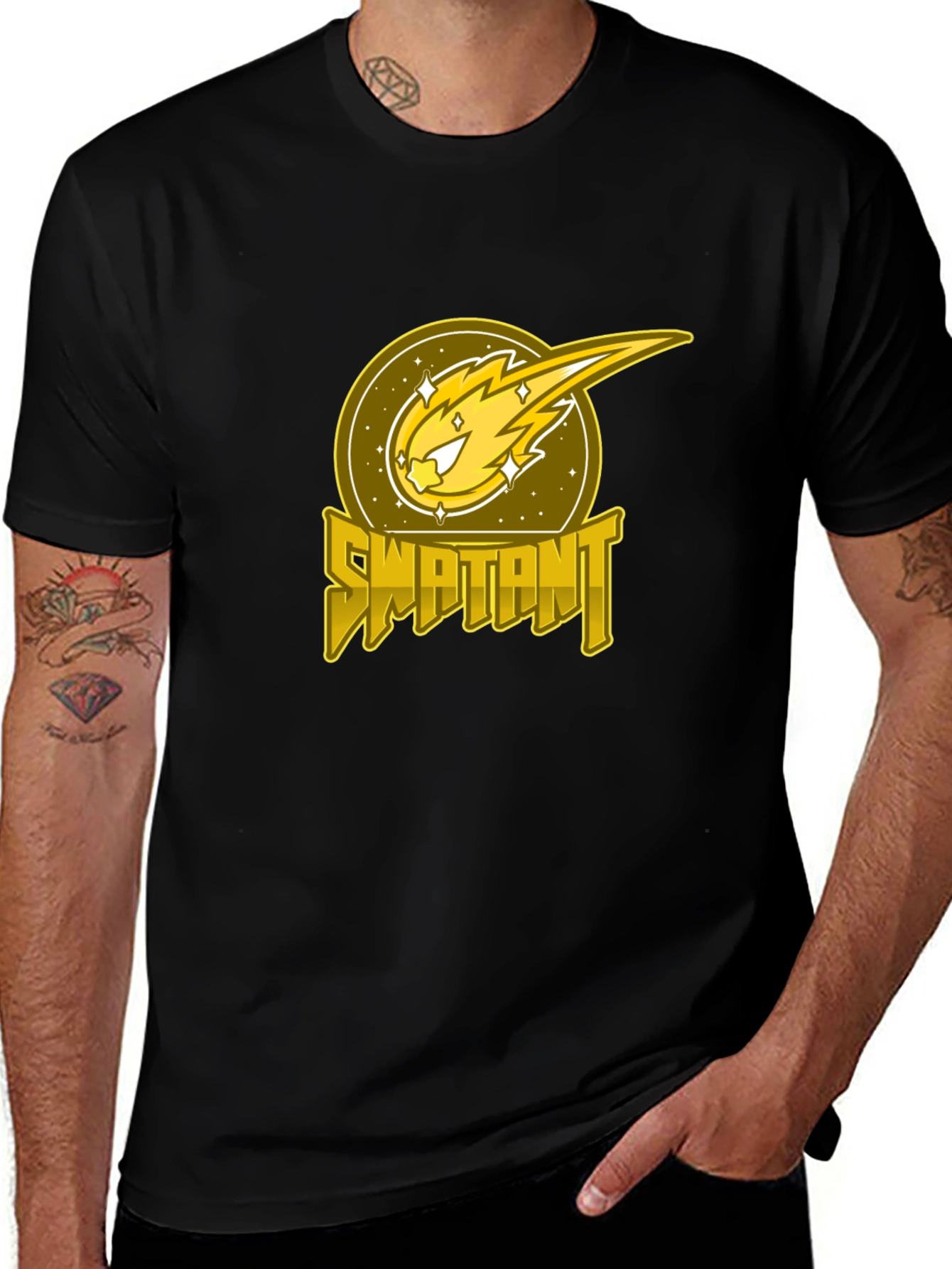 Swaptant Comet Graphic Black T-Shirt