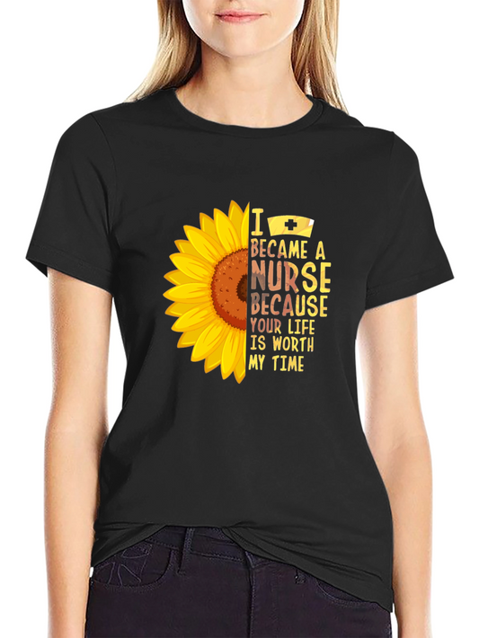 Sunflower Nurse Graphic T-Shirt - Worth My Time