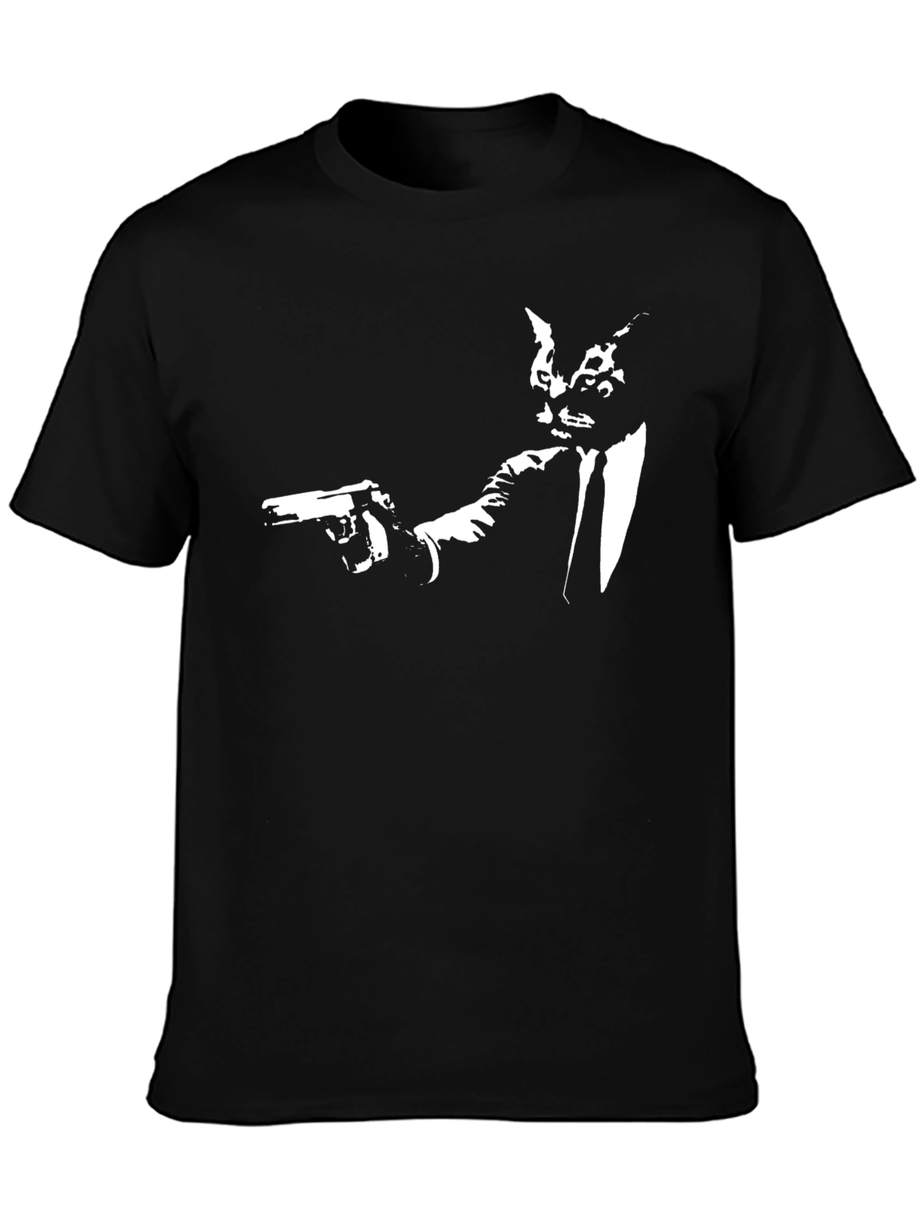Cat Gangster Graphic T-Shirt - Cool Crew Neck Tee