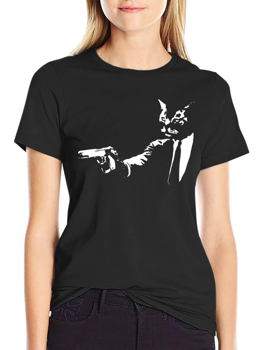 Cat Gangster Graphic T-Shirt - Cool Crew Neck Tee
