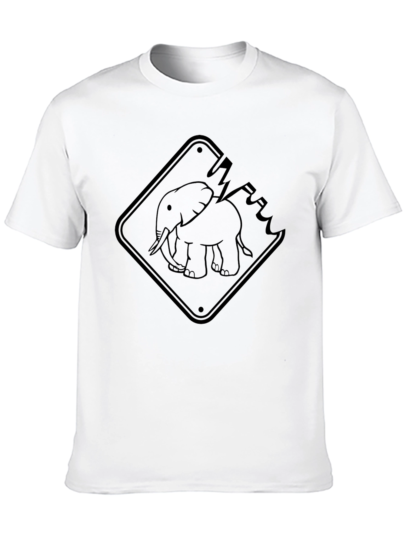 Elephant Road Sign Black Graphic Tee