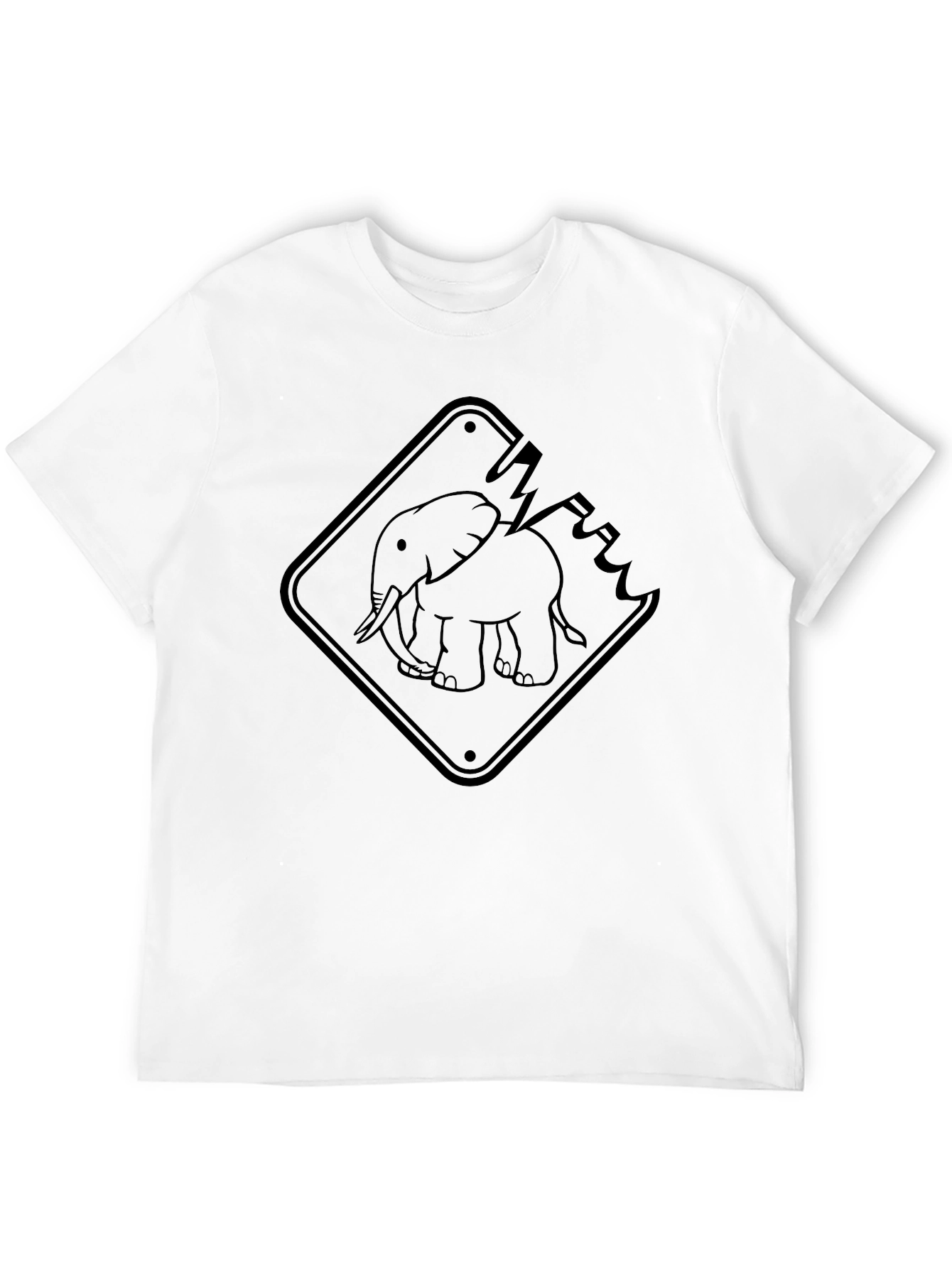 Elephant Road Sign Black Graphic Tee