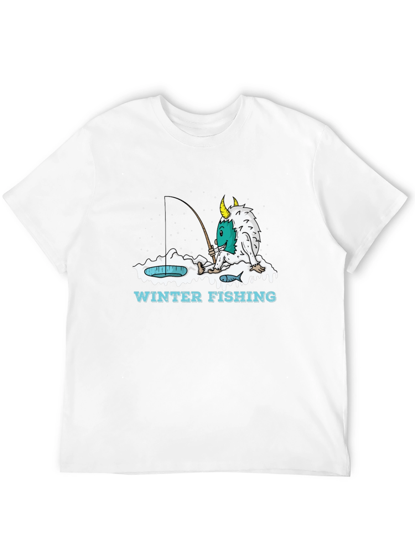 Winter Fishing Monster Graphic T-Shirt
