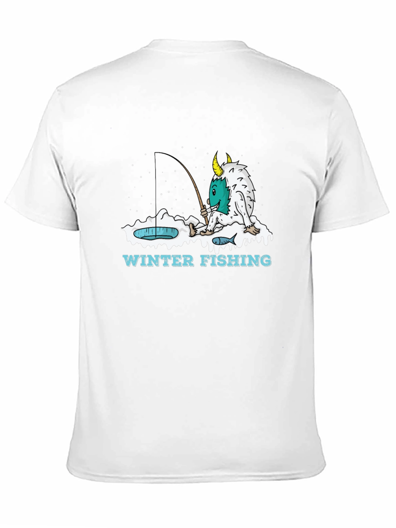 Winter Fishing Monster Graphic T-Shirt