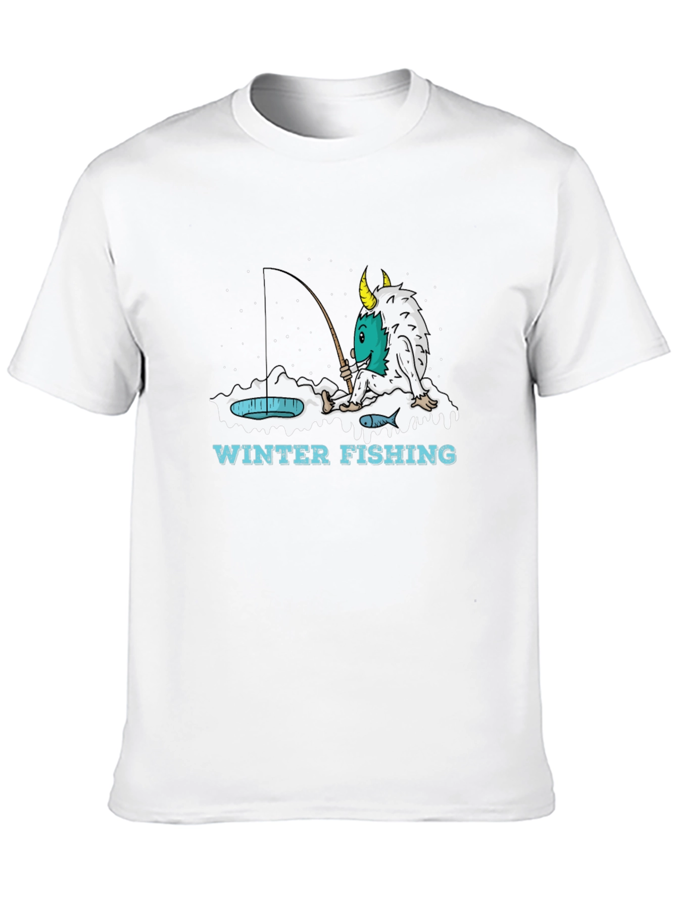 Winter Fishing Monster Graphic T-Shirt